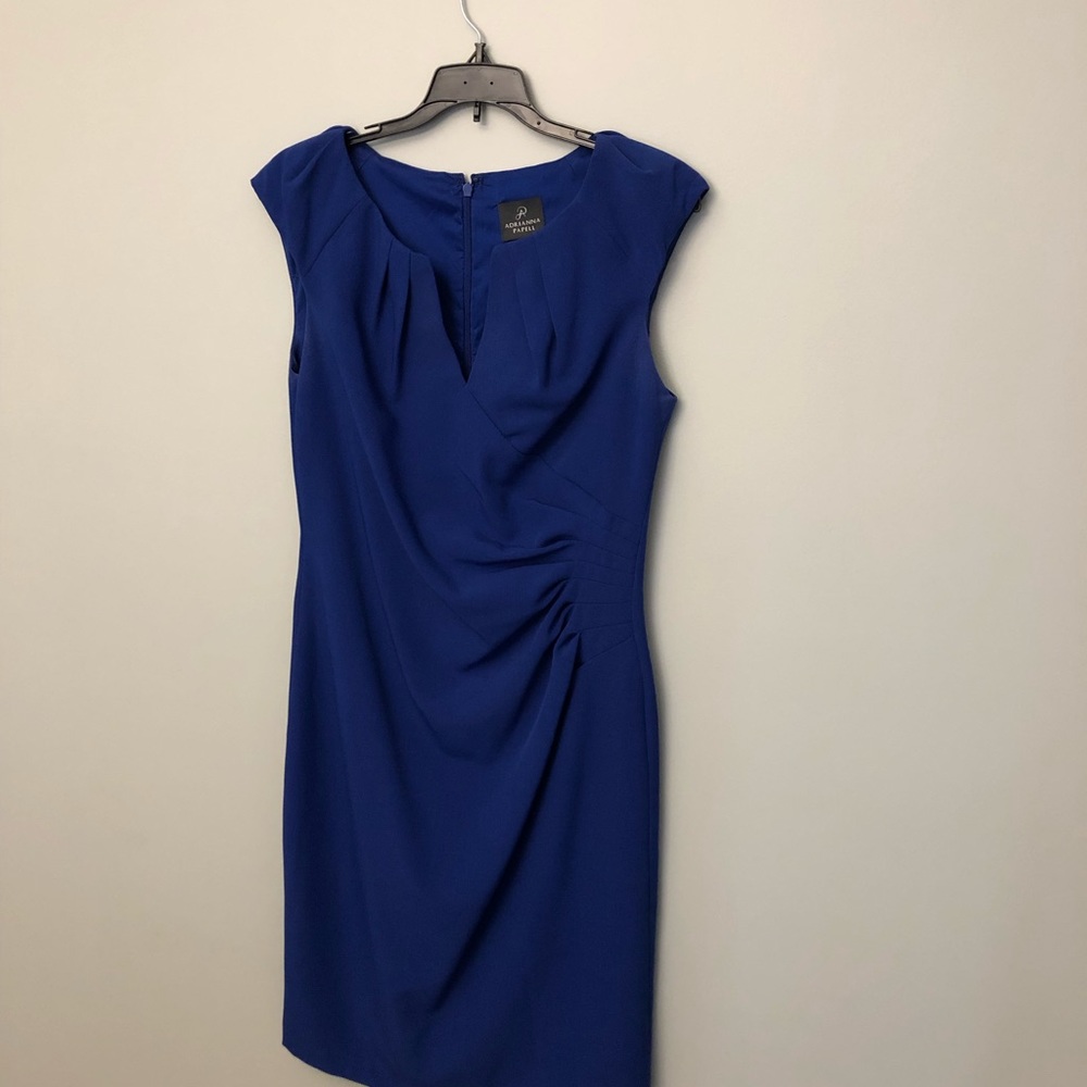 Blue crepe sheath dress